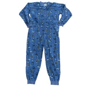 Vtg Flannel Northern Reflections One Piece Pajamas Adult Large Open Backside